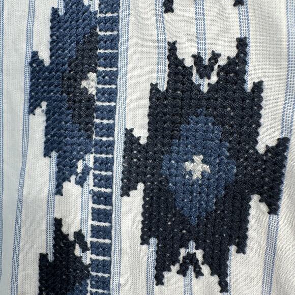 Chaps Shirt Womens 3X Blue White Stripe Embroidered Button Front Long Sleeve - Picture 6 of 9